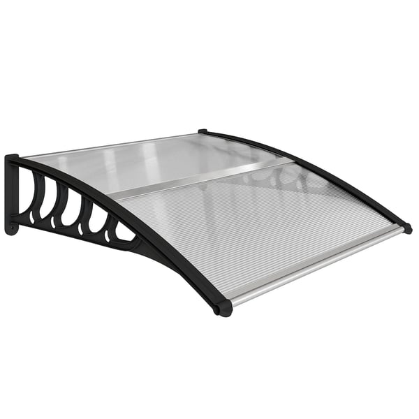 Pulttak dörrskärm 103 x 96,5 x 27 cm dörröverbyggnad med UV-skydd, regnskydd solskydd för utomhusbruk aluminium svart