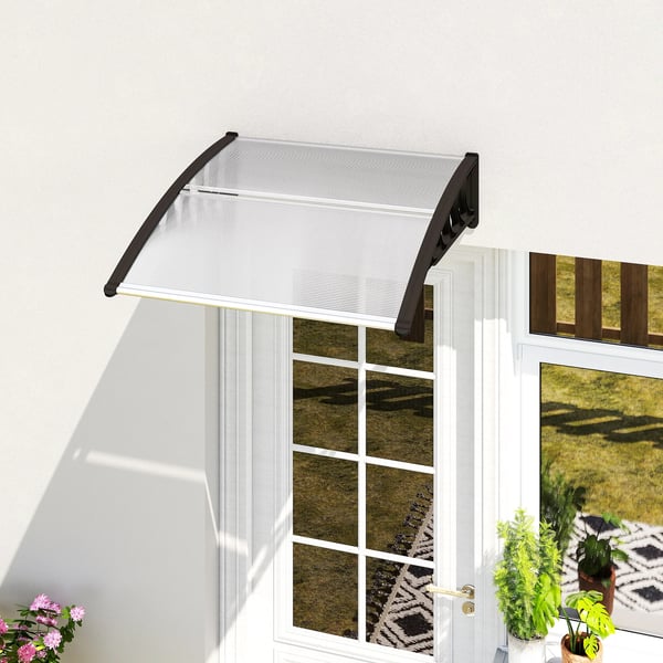Pulttak dörrskärm 103 x 96,5 x 27 cm dörröverbyggnad med UV-skydd, regnskydd solskydd för utomhusbruk aluminium svart