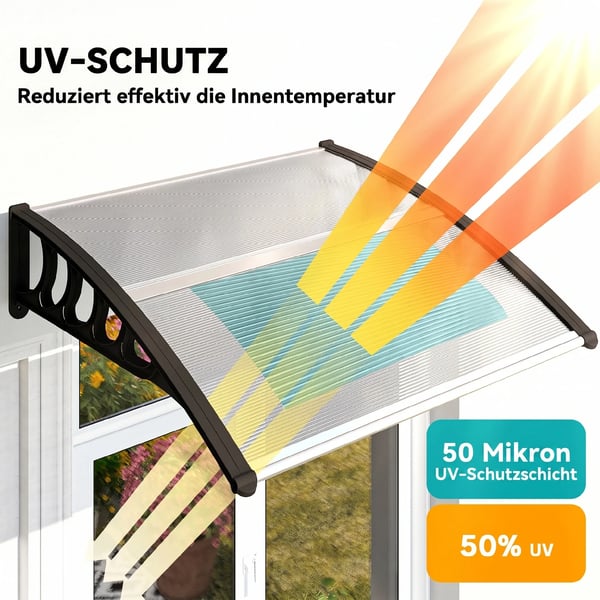 Pulttak dörrskärm 103 x 96,5 x 27 cm dörröverbyggnad med UV-skydd, regnskydd solskydd för utomhusbruk aluminium svart