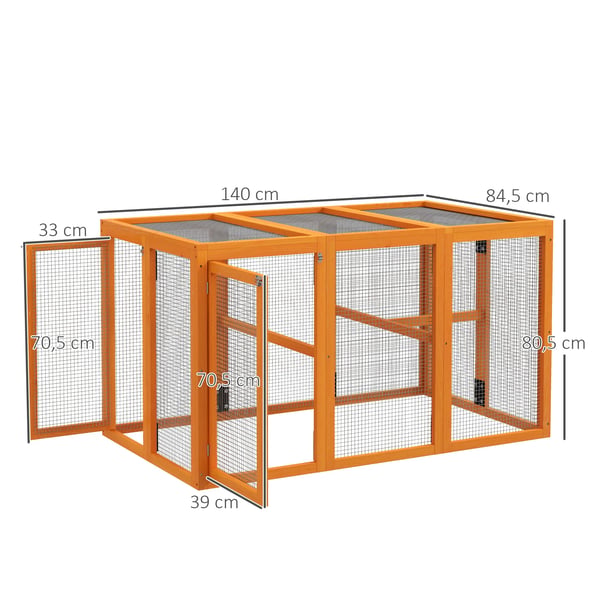 Orange Hönshus i Tallen för 1-3 Höns, Utbyggbart med Sittpinnar