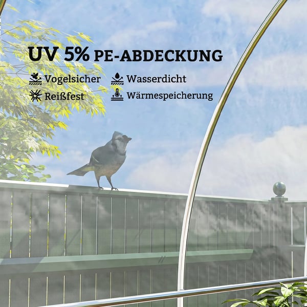 Drivhusfolie 8x10m - Vandtæt, UV-beskyttende, Rivefast Plast, Gennemsigtig