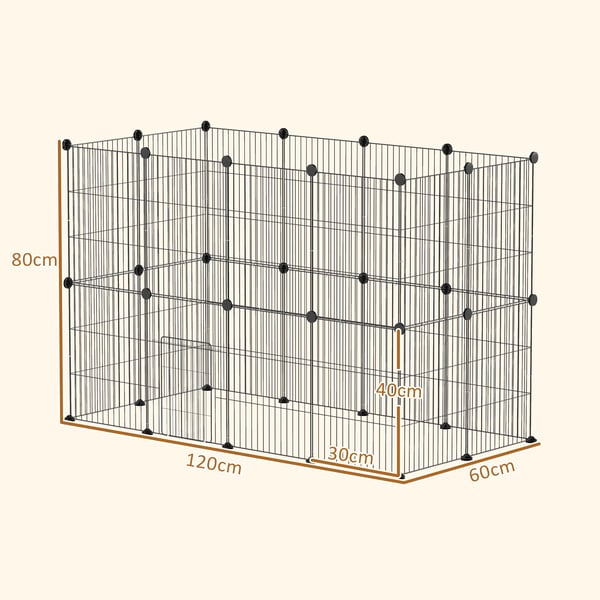 Løbegård til Smådyr – Udendørs/Indendørs Stål Gitterbure med Dør, Sort/Stål, 120x60x80 cm