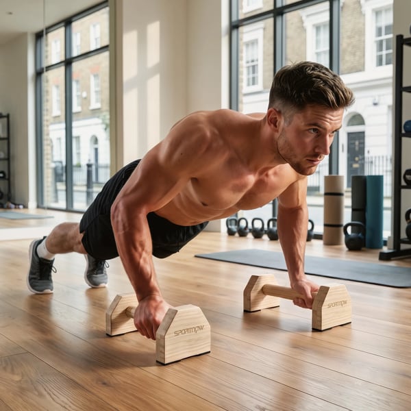 Push-up Håndtag - 2 stk. skridsikre træhåndtag af bøgetræ til styrketræning