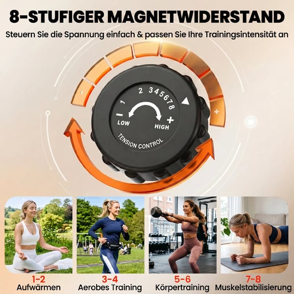 Motionscykel 2-i-1 Rosa/Hvid Stål LCD Skærm 8-trins Magnetisk Modstand Sammenfoldelig
