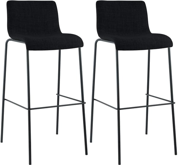 Set med 2 Hoover Barstolar i Tyg med Svart Metall 4-bensram