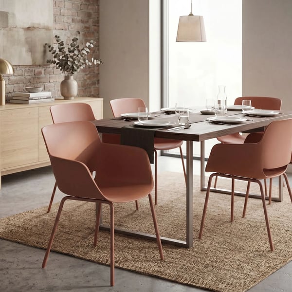 Alpena Terracotta Plastikstol med Metalstel - Holdbart Design til Indendørs/Udendørs Brug