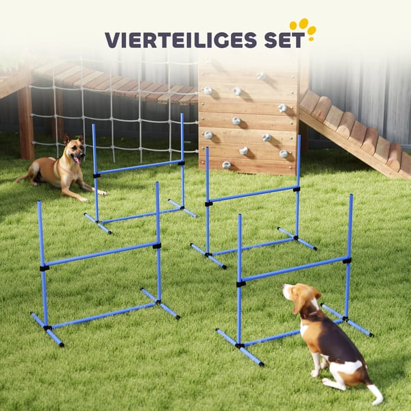 Koiran Agility Esteet Slalom & Hyppy Koulutussetti, Muovi, Sininen, 99x65x94cm