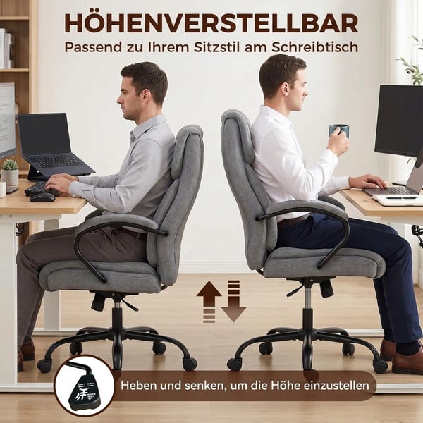kontorstol skrivebordsstol gamingstol drejestol vippefunktion tykt polstret ergonomisk stol belastning 220 kg