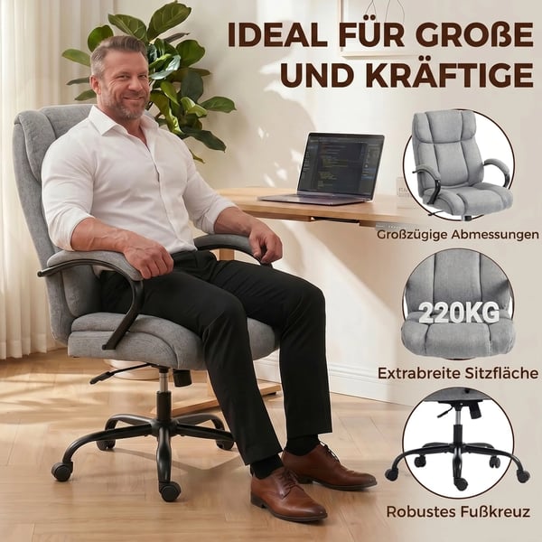 kontorstol skrivebordsstol gamingstol drejestol vippefunktion tykt polstret ergonomisk stol belastning 220 kg