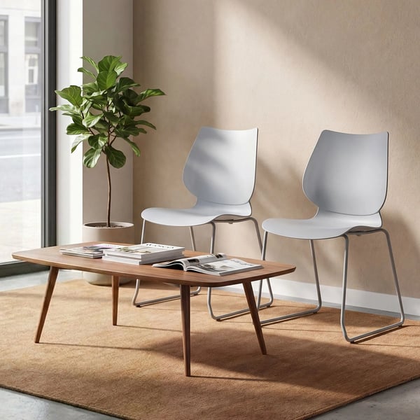 2-pack Houma Besöks- och Konferensstolar - Grå Plast sits, Matt Svart Metallram, Stapelbara (2-pack)