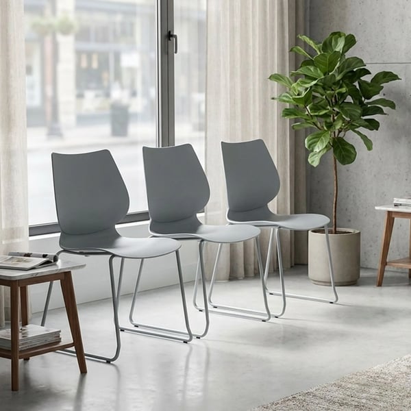 2-pack Houma Besöks- och Konferensstolar - Grå Plast sits, Matt Svart Metallram, Stapelbara (2-pack)