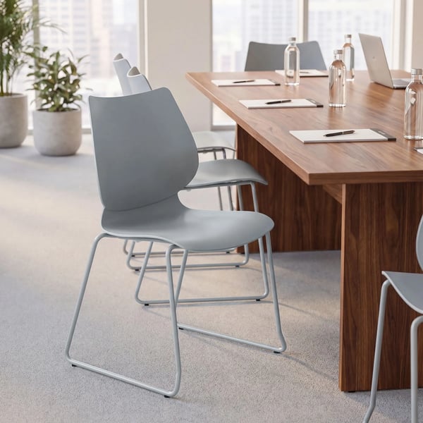 2-pack Houma Besöks- och Konferensstolar - Grå Plast sits, Matt Svart Metallram, Stapelbara (2-pack)