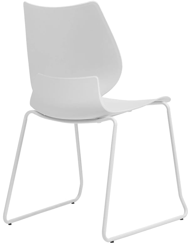 Houma Besöks- och Konferensstol, Vit Plast med Matt Svart Metallram, Stapelbar (8 Hög), 135 kg Kapacitet