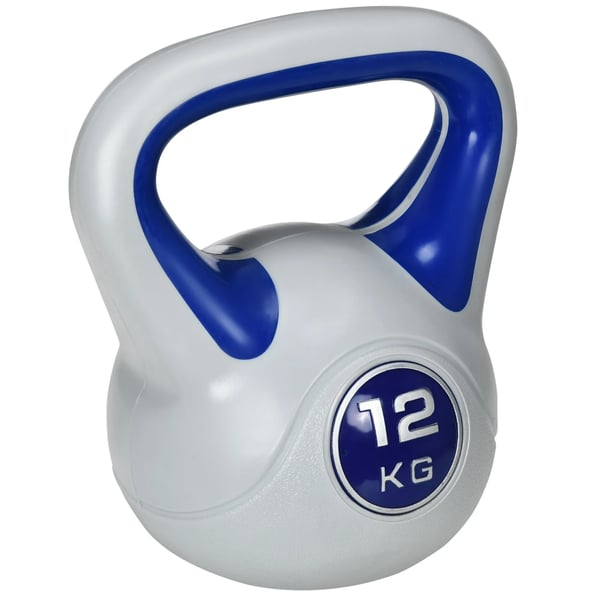 Kettlebell 12kg, muovisuojattu, litteä pohja, sininen