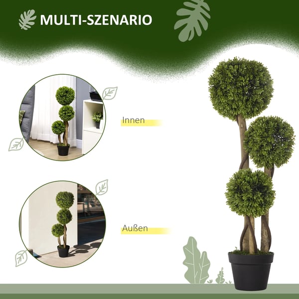 Kunstig Buksbom-plante, 90 cm, Lysegrøn, Plastik, UV-beskyttet