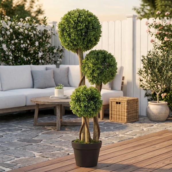 Kunstig Buksbom-plante, 90 cm, Lysegrøn, Plastik, UV-beskyttet