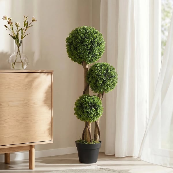 Kunstig Buksbom-plante, 90 cm, Lysegrøn, Plastik, UV-beskyttet