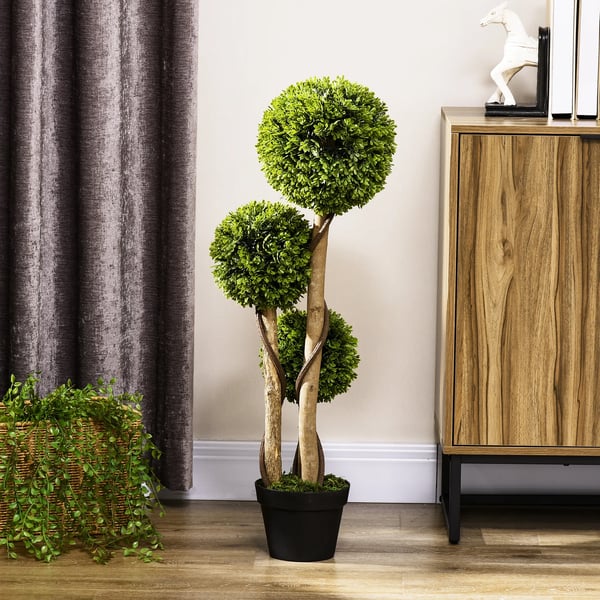 Kunstig Buksbom-plante, 90 cm, Lysegrøn, Plastik, UV-beskyttet
