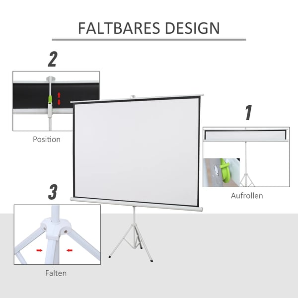 Projektionsdug 100" (203x152cm) 4:3 Format, Hvid Plastik og Metal