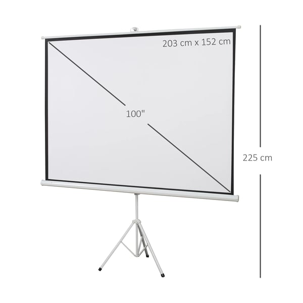 Projektionsdug 100" (203x152cm) 4:3 Format, Hvid Plastik og Metal