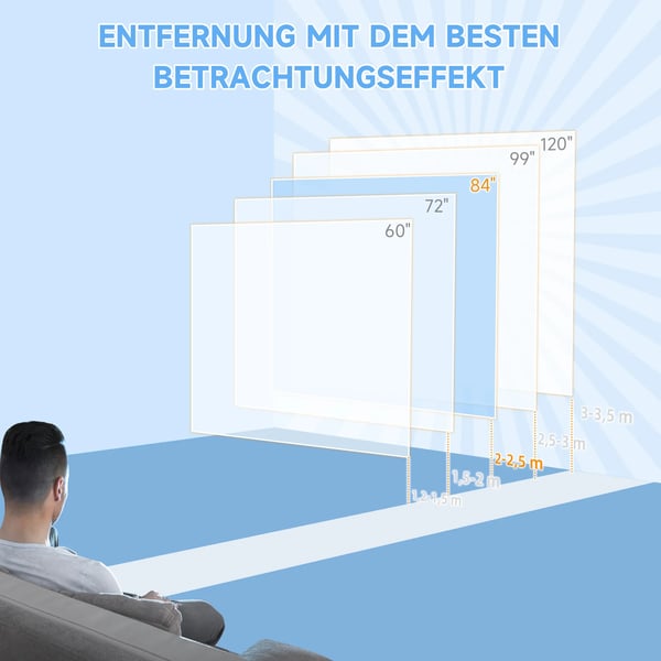 projektionsdug, 16:9, 84 tommer, fjernbetjening, motor