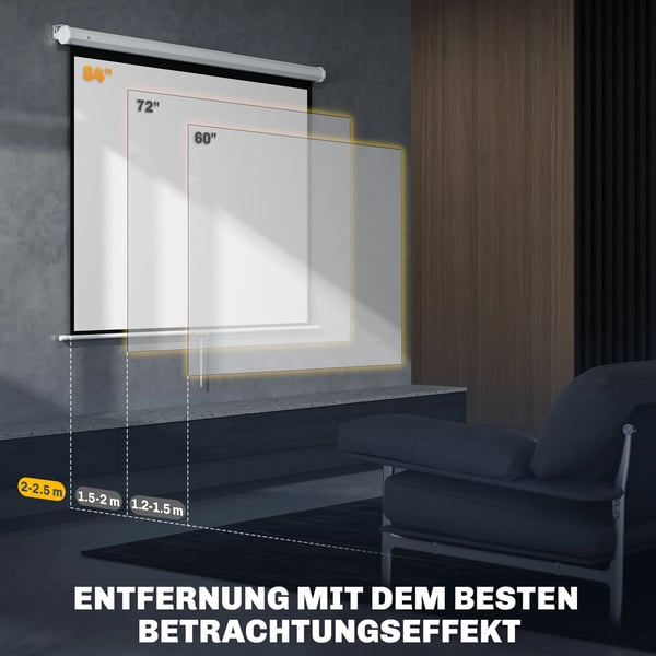 projektor-lærred 171 x 128 cm 84 tommer 4:3 HD 4K projektionslærred plast, metal hjemmebiograf