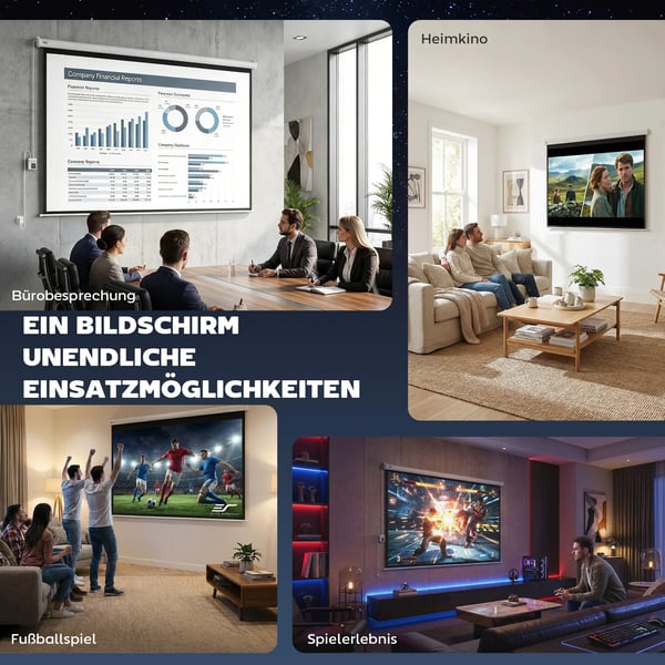 4:3 Elektrisk projektorlærred 171 x 130 cm projektionslærred med fjernbetjening filmlærred til hjemmebiograf og præsentation hvid