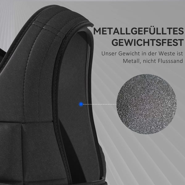 Säädettävä painoliivi 20 kg, musta - harjoitusliivi irrotettavilla painoilla