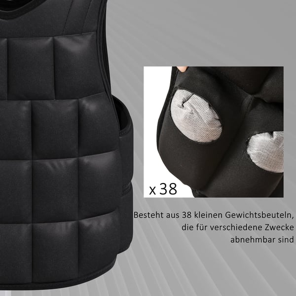 Säädettävä painoliivi 20 kg, musta - harjoitusliivi irrotettavilla painoilla