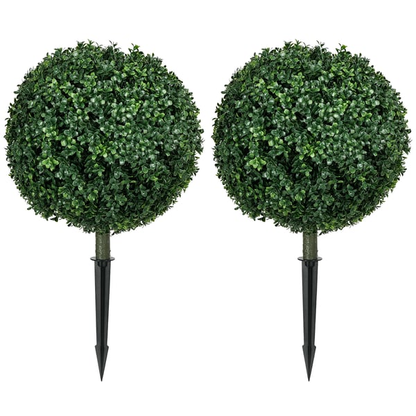 Konstgjorda Buxbomsträd 2-pack - 70 cm UV-skyddade Gröna Plastträd med Jordspett