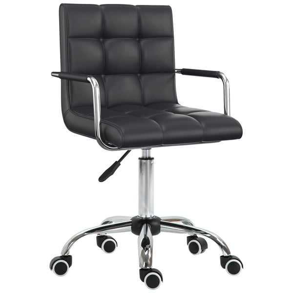 Kontorsstol i PU-läder, Svart - Ergonomisk Skrivbordsstol med Rullhjul 52,5x54x84-99 cm