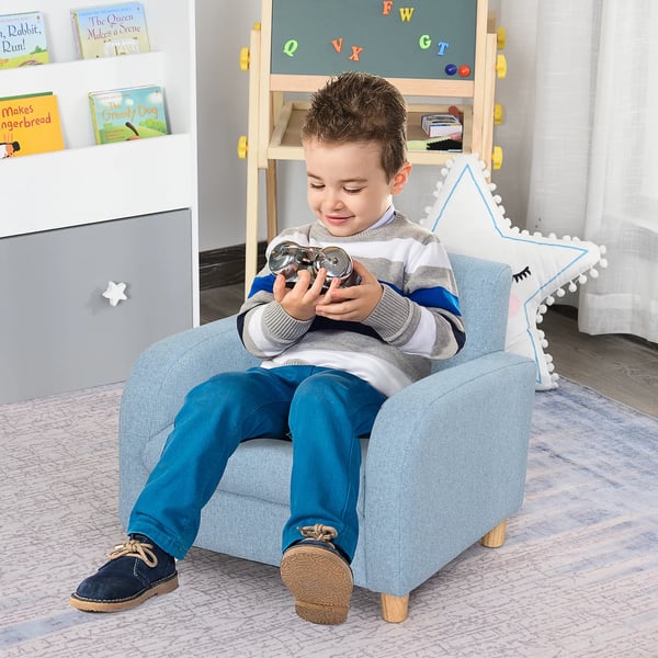 Brnesofa i bl og tr, bld, 49x45x44,5cm