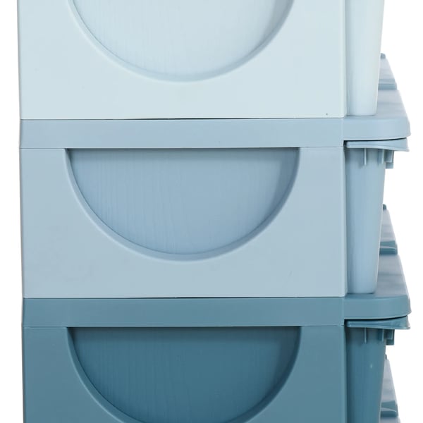 Barnförvaringslåda med lock, leksaksskåp för barn, 6 lådor, blå, PP-plast, 37x27.5x56.5 cm