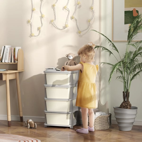 Leksaksorganisatör Barn 4 Nivåer Förvaring Krämvit Plast 37x76cm Plast