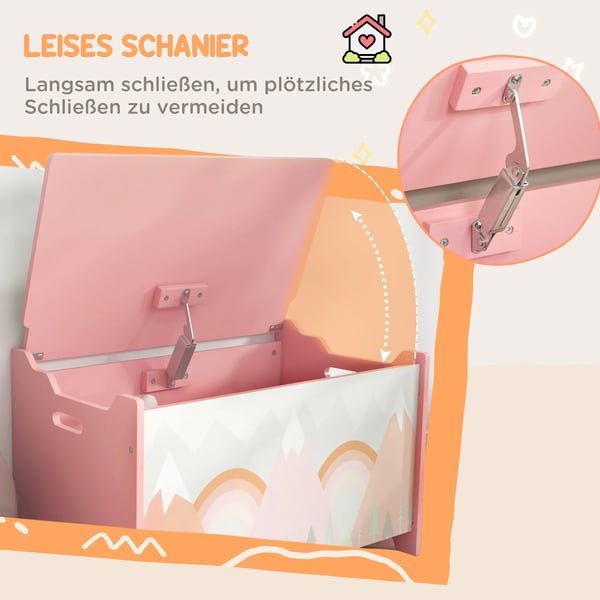 Leksakslåda för barn i MDF, Rosa, 60x37x39 cm