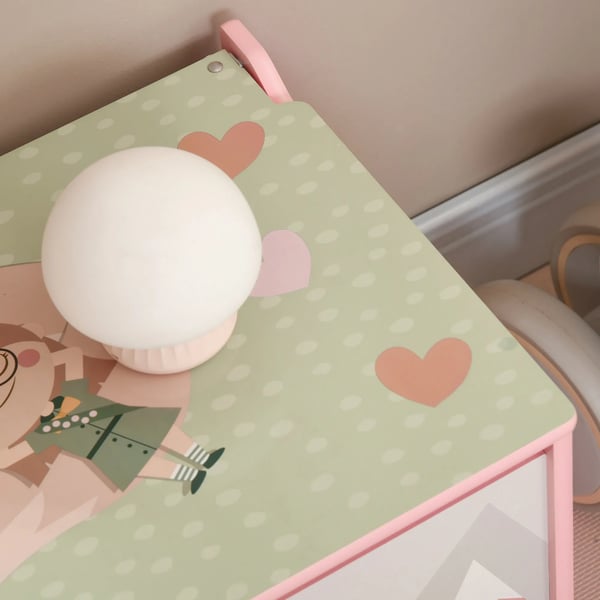 Leksakslåda för barn i MDF, Rosa, 60x37x39 cm