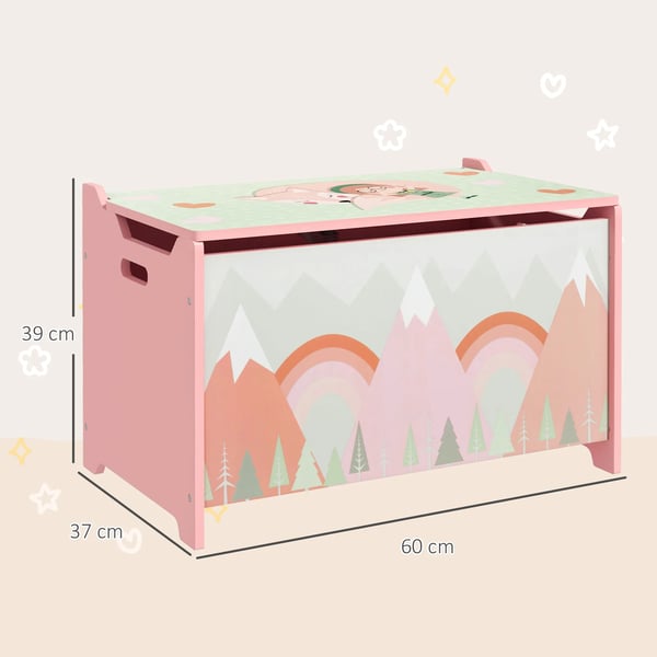 Leksakslåda för barn i MDF, Rosa, 60x37x39 cm
