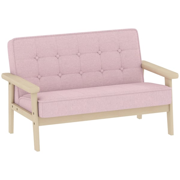 Børnesofa i rosa fløjlslook med træramme, polstret - til børn 3-15 år Børnesofa i rosa fløjlslook med træramme, polstret - til børn 3-15 år
