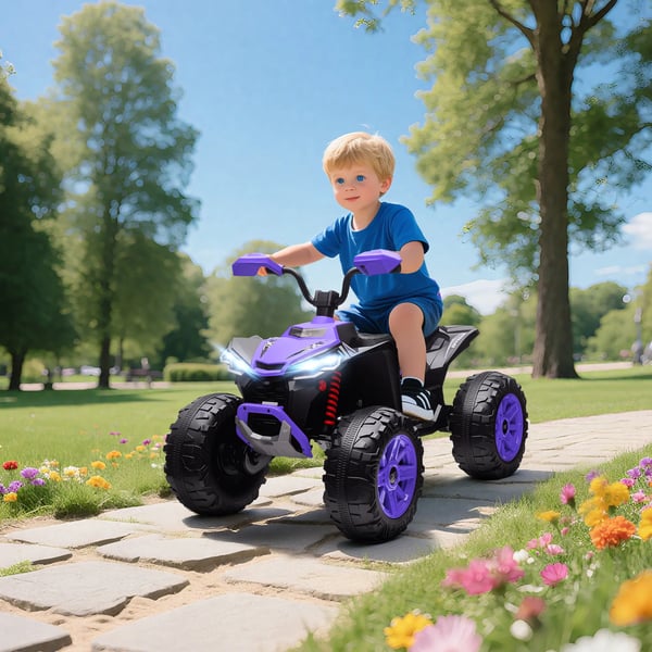 Børne-ATV 24V Lilla (Violet) Elektrisk Køretøj - 2 Sæder, LED Lys, MP3/USB, 6.5 km/t, 3-8 År