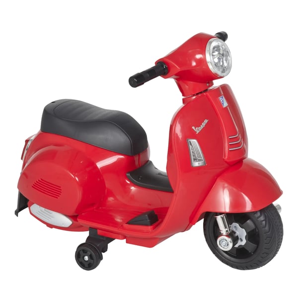 Barn elmotorcykel VESPA, Röd, 18-36 månader, 6V batteri, LED-ljus, 3 km/h topphastighet, metall/plast
