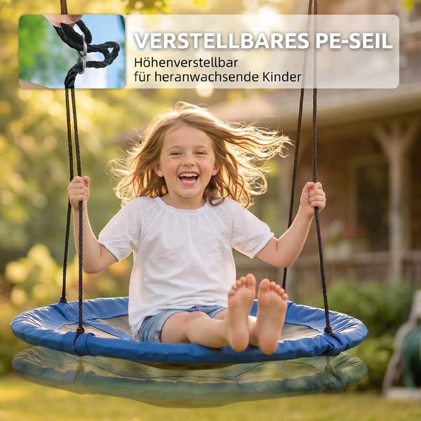 Nestgunga Ø110 cm 150 kg justerbar Blå 3-12 år