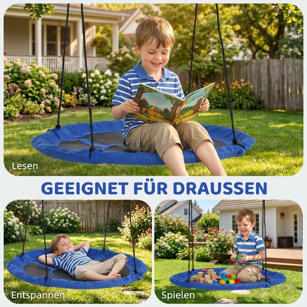 Nestgunga Ø110 cm 150 kg justerbar Blå 3-12 år