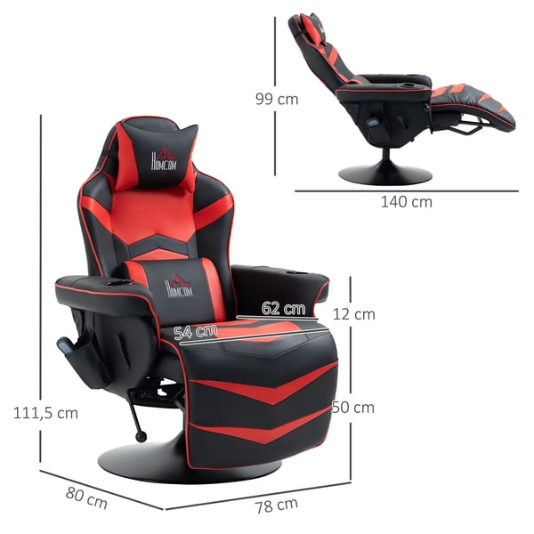 Relaxstol med massagefunktion Ergonomisk loungestol med høj ryg og pude TV-stol med kopholder hvilestol kunstlæder