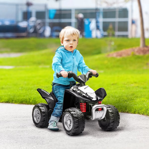 El-Quad för barn, 18 månader+, El-ATV med LED och tuta, svart, plast