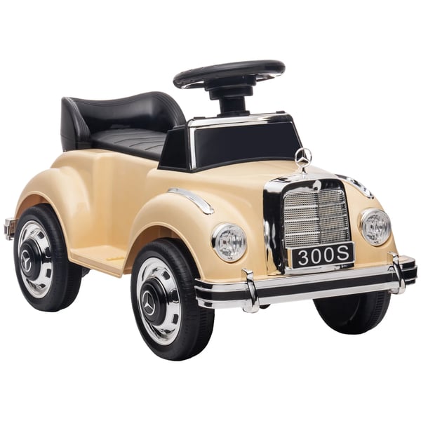 Mercedes-Benz 300S Rutschebil til Børn - Beige, Legetøjsbil m. Opbevaring og Anti-Tip Funktion