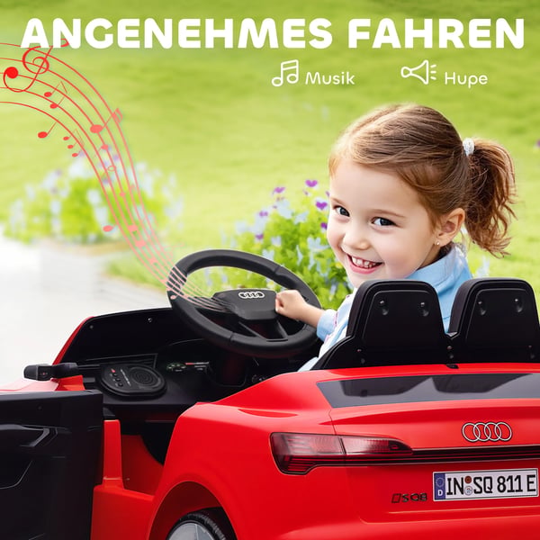 Elbil för barn, 12V Audi Q8, 3-5 km/h, Fjärrkontroll, Strålkastare, Musik, Röd