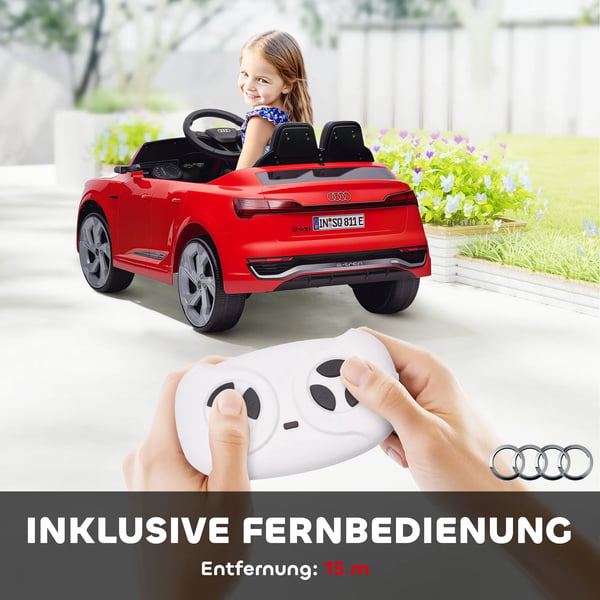 Elbil för barn, 12V Audi Q8, 3-5 km/h, Fjärrkontroll, Strålkastare, Musik, Röd