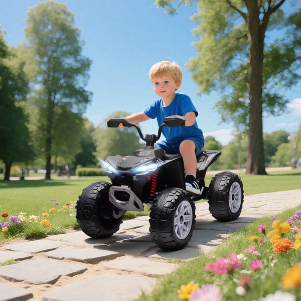 Børne-el-quad, 24V elektrisk køretøj med 4 hjul, forlygter, USB-tilslutning, MP3-funktion, 6,5 km/t, 3-8 år