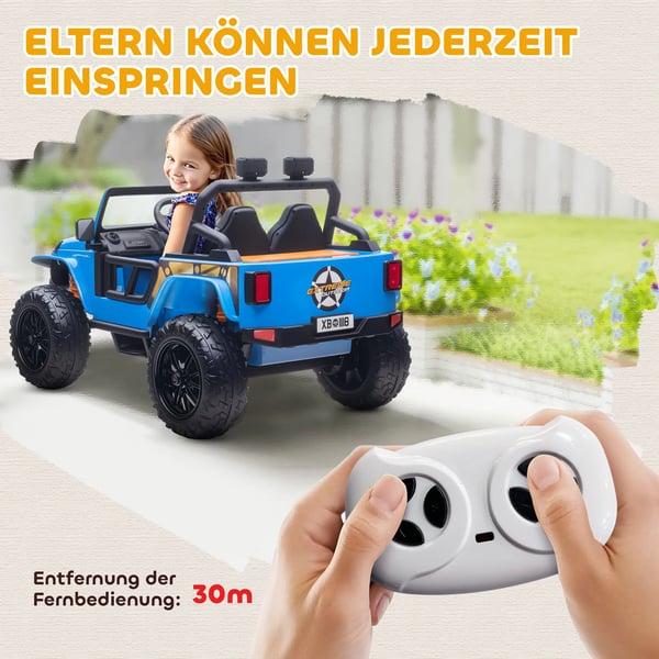 Elektrisk Kretj til Brn, 12V, Forldre-Barn Sde, Fjernstyret, Bl, Metal/Plastik