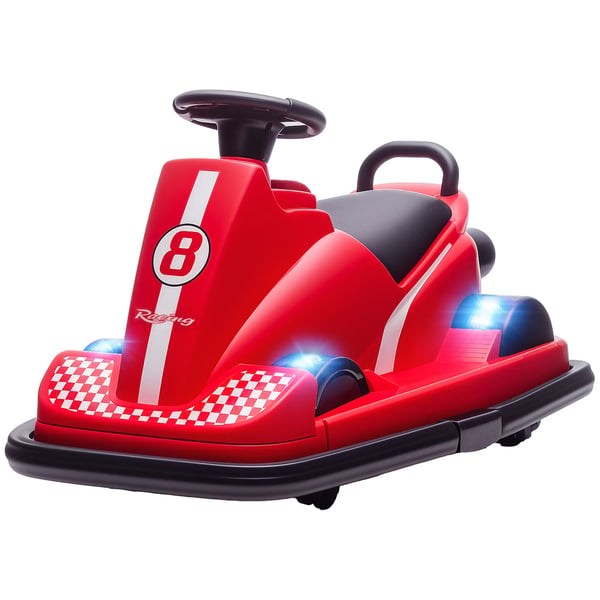 Radiostyrd Bumper Car för Barn - Röd, Metall/Plast, 360° Rotation, Musik & LED-Lampor, 3-8 år